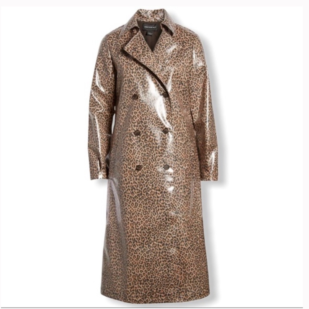 Something Navy Leopard Print Trench Coat Small - Picture 2 of 9
